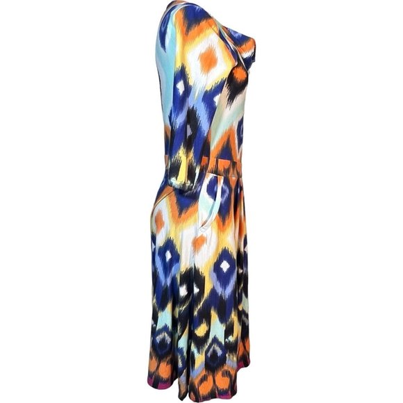 Reborn Fit and Flare Dress Colorful Abstract Print Size XL 3/4 Length Sleeves - Picture 4 of 8